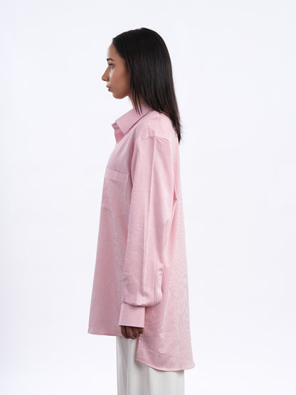 Red Striped Oyster Shirt in Cotton