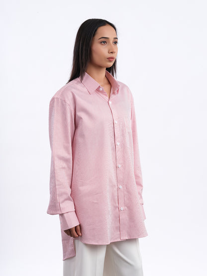 Red Striped Oyster Shirt in Cotton