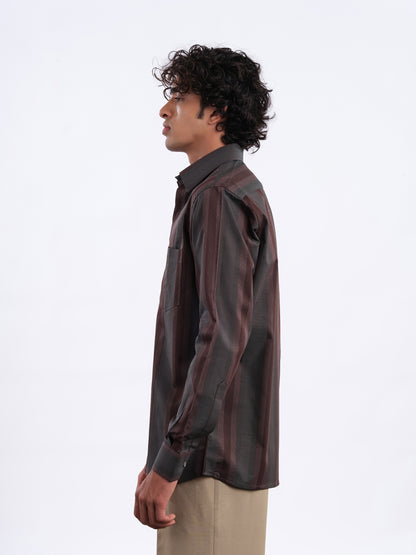 Dark Green / Brown Aspen Shirt in Cotton