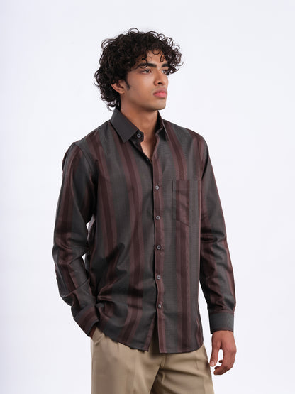 Dark Green / Brown Aspen Shirt in Cotton