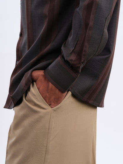 Dark Green / Brown Aspen Shirt in Cotton