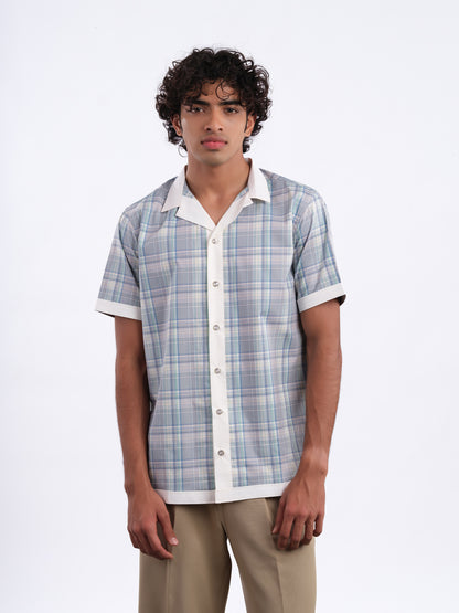 Blue / Green Aldera Shirt in Cotton