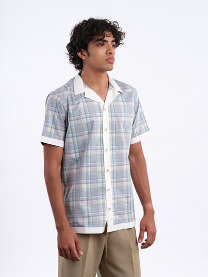Blue / Green Aldera Shirt in Cotton
