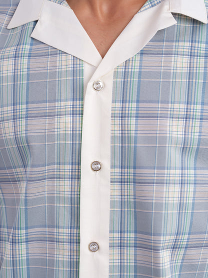 Blue / Green Aldera Shirt in Cotton