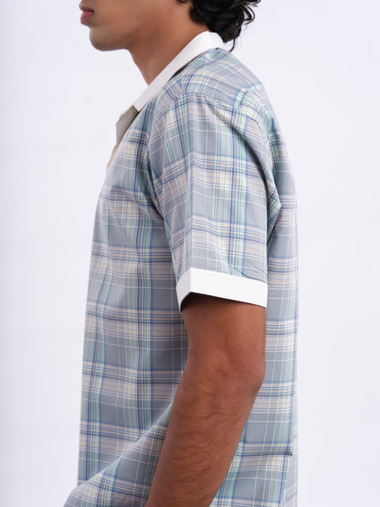 Blue / Green Aldera Shirt in Cotton